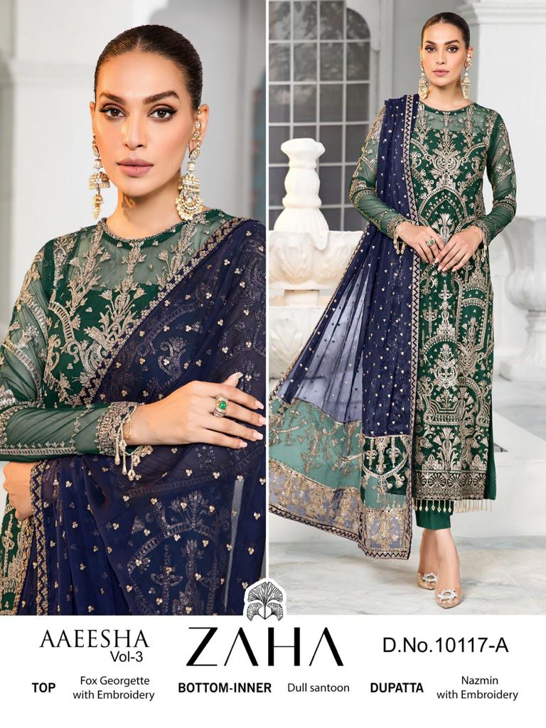 Aaeesha Vol 3 By Zaha Pakistani Suits Catalog
